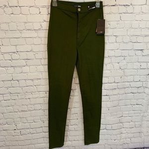 Olive Green High Waisted Skinny Jeans